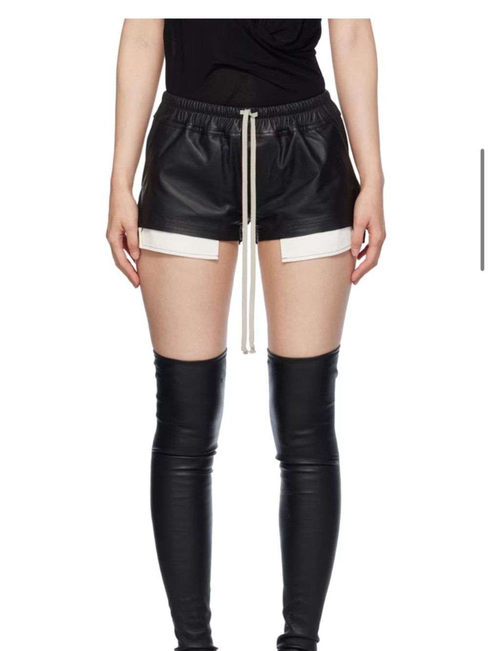 Rick Owens Black Fog Leather Shorts